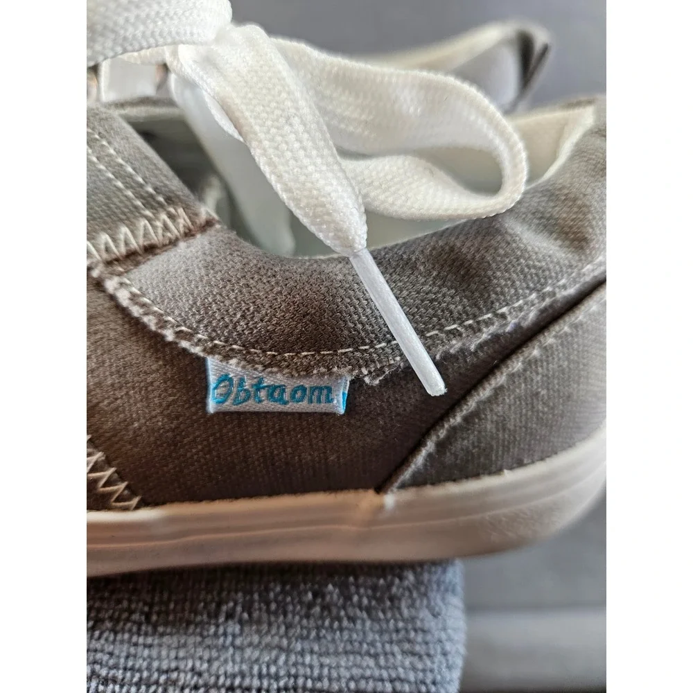 Obtaom Womens Grey Canvas Low Top Sneakers Frayed Edge Lace Up ZY-K22170 Size 7